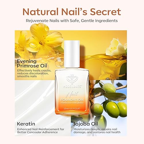 Miniatura 5 de modelones Fortalecedor de uñas, esmalte de uñas blanco lechoso natural, base corrector de uñas de secado al aire, esmalte de crecimiento de uñas