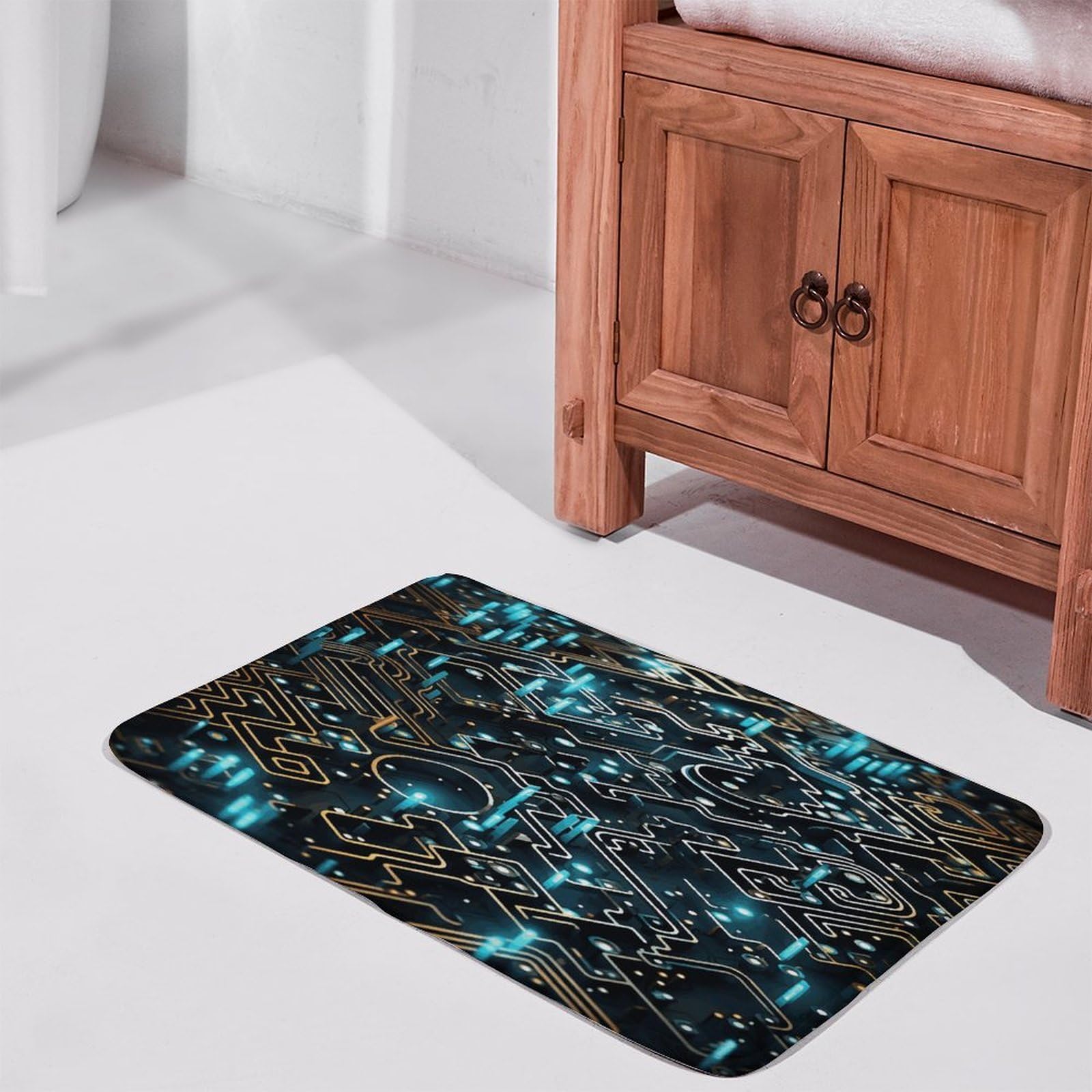 Tapete de bienvenida para interiores y exteriores, antideslizante, patrón de codificación, tapete para entrada, porche, lavandería, baño, dormitorio, alfombra de 40 cm x 60 cm
