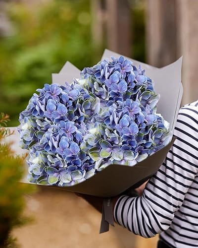 Miniatura 3 de DILATATA Hortensias artificiales grandes, flores de hortensias moradas artificiales de 26 pulgadas, flores de hortensias de tacto real, tallos de