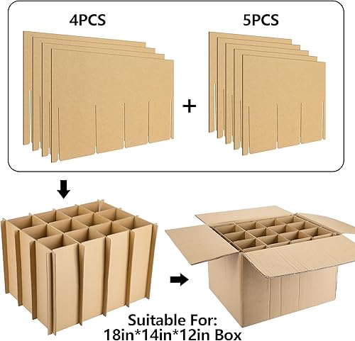 Miniatura 9 de codree Juego de 4 juegos de embalaje de vidrio, separadores de vidrio para cajas de mudanza, cajas de embalaje de platos de cristalería, divisores