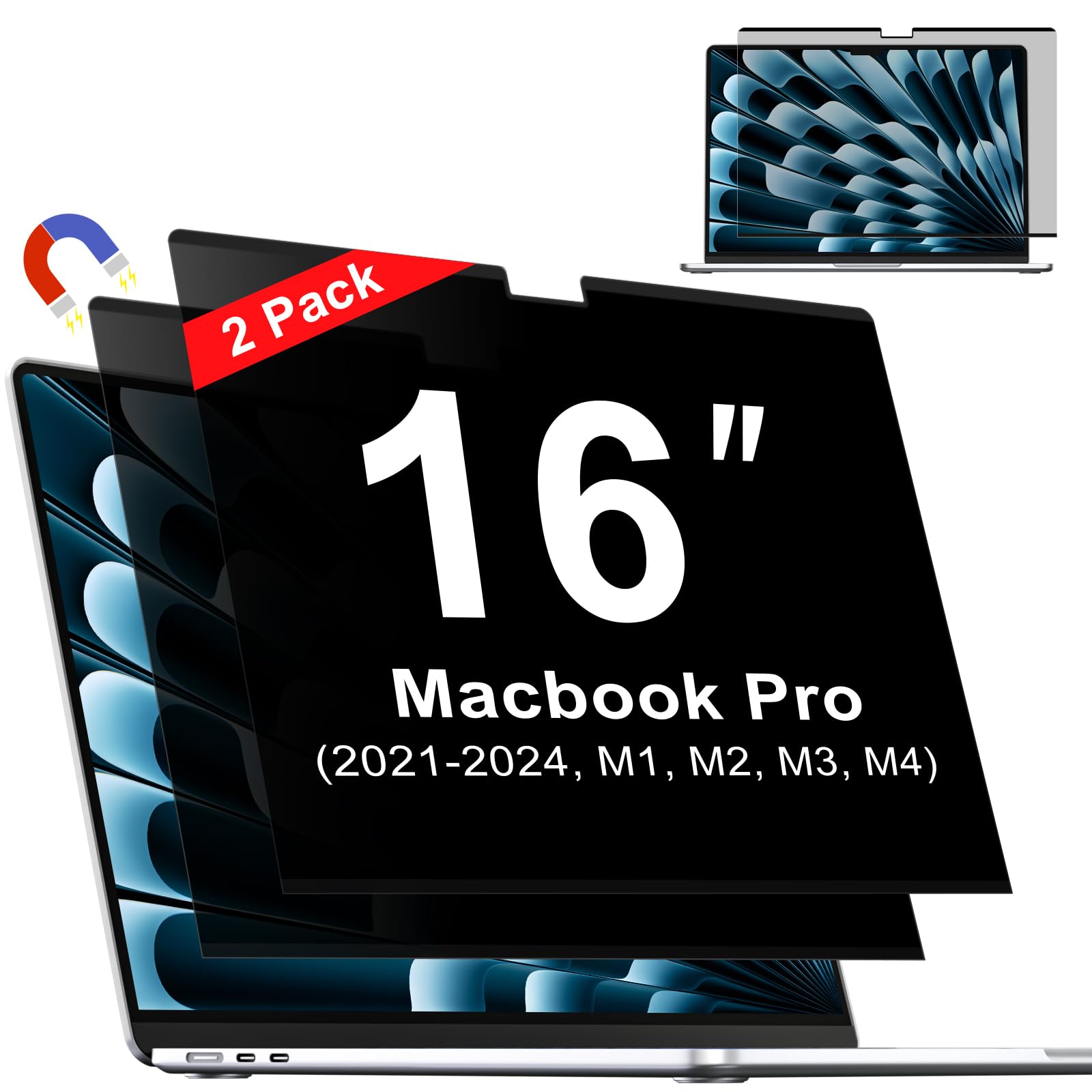 Protector de privacidad para MacBook Pro 16 M1 M2 M3 M4 filtro antirreflejo 8