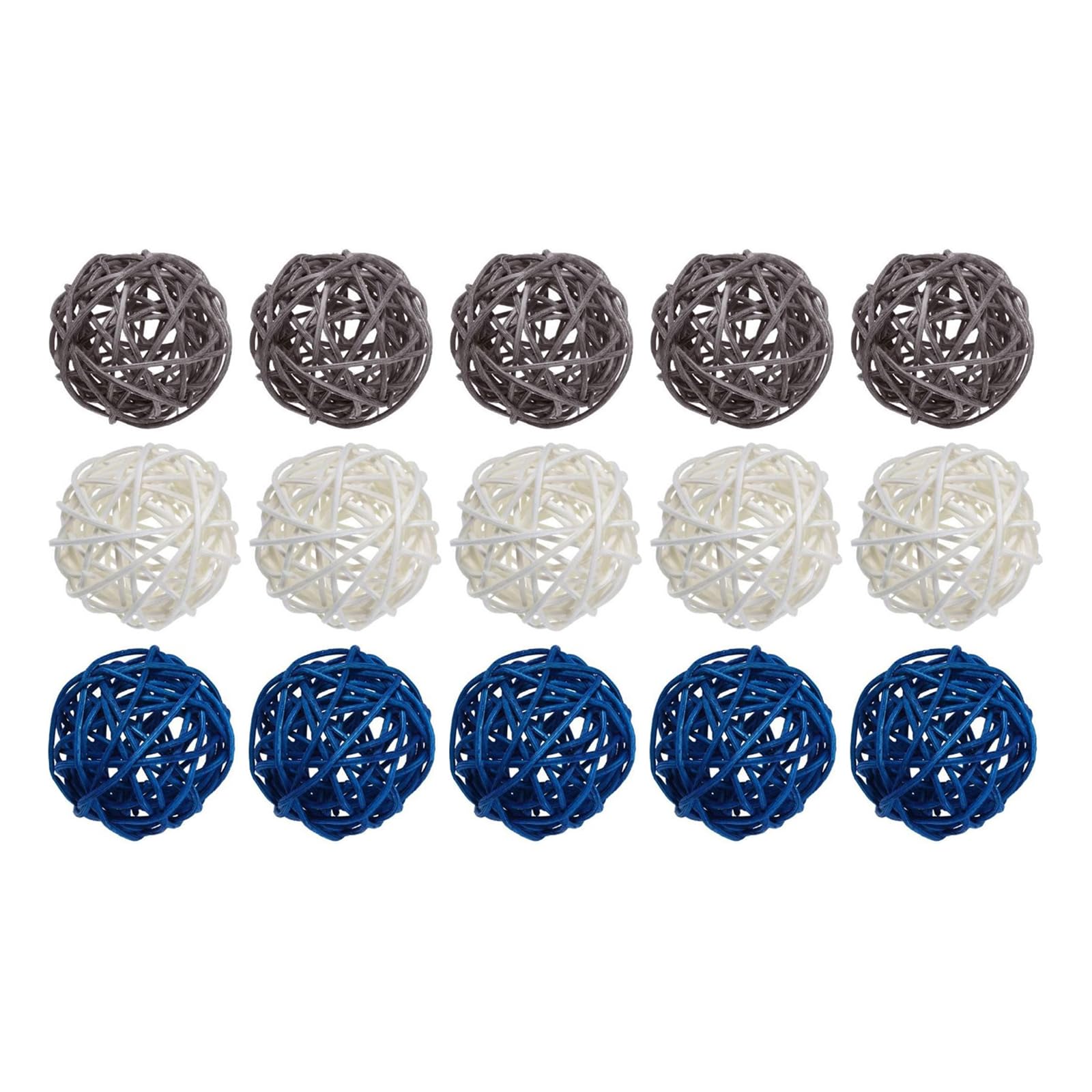 Bolas de mimbre decorativas de mimbre tricolor azul y gris para proyectos manuales