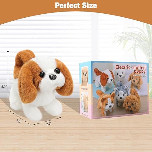 Miniatura 24 de Perro electrónico interactivo de peluche para cachorros – caminar, ladrar, mover la cola, estirar, compañero animal para niños pequeños Husky Dog