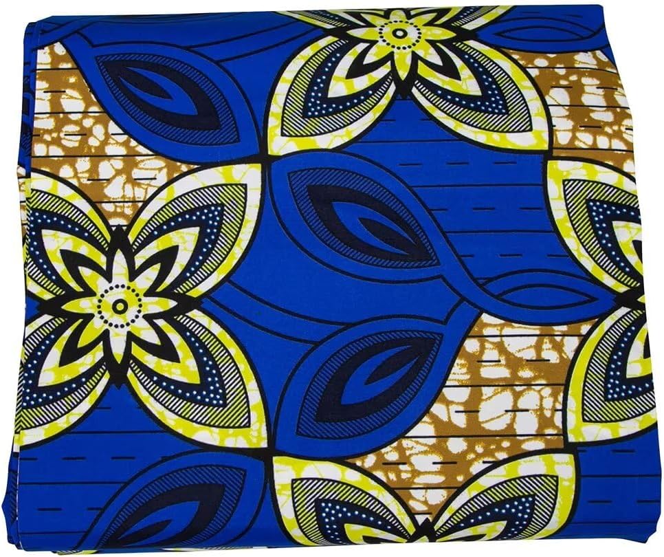 BintaRealWax African Fabric 6 Yard Printed Wax Cloth African Ankara Ethnic Fabric 6594