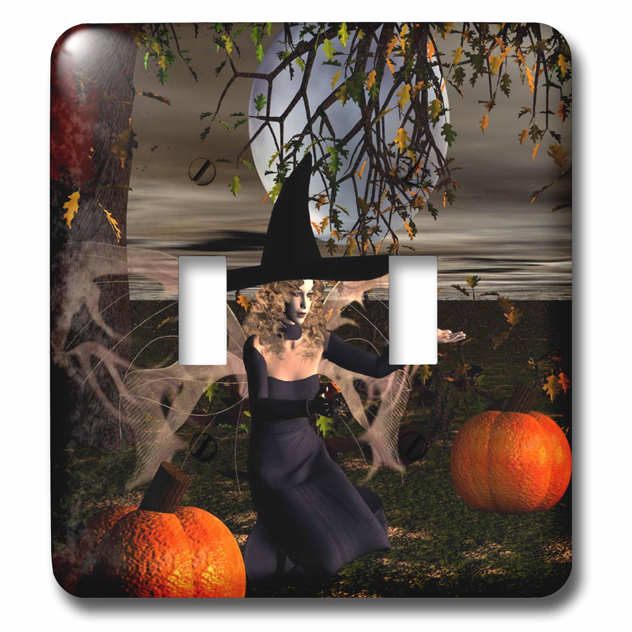 Interrupteur sorcière d'Halloween multicolore 3dRose lsp_26463_2 pour remplacer une plaque murale triste