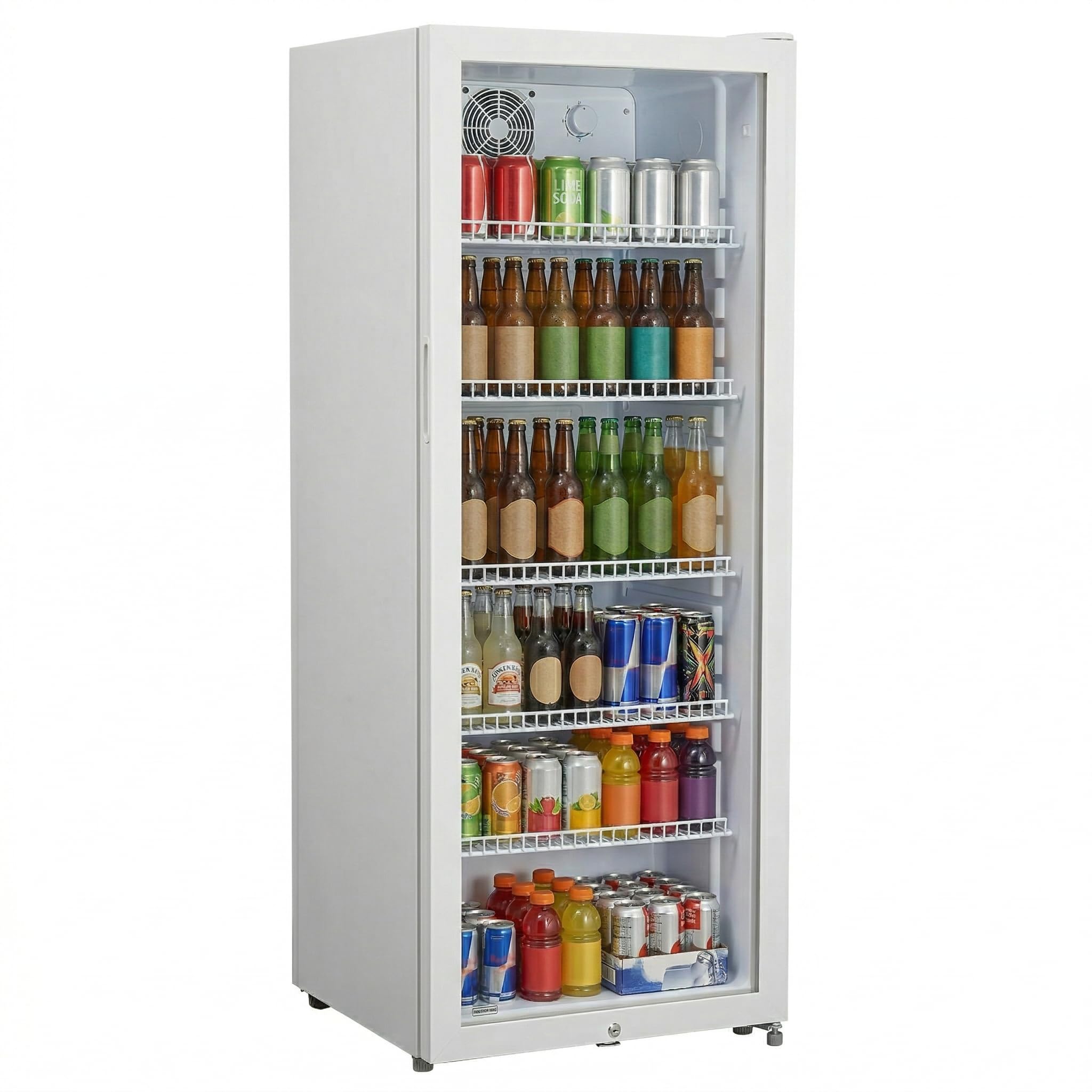 scaffetto refrigeratore bevande con porta di vetro 6 ripiani regolabili LED