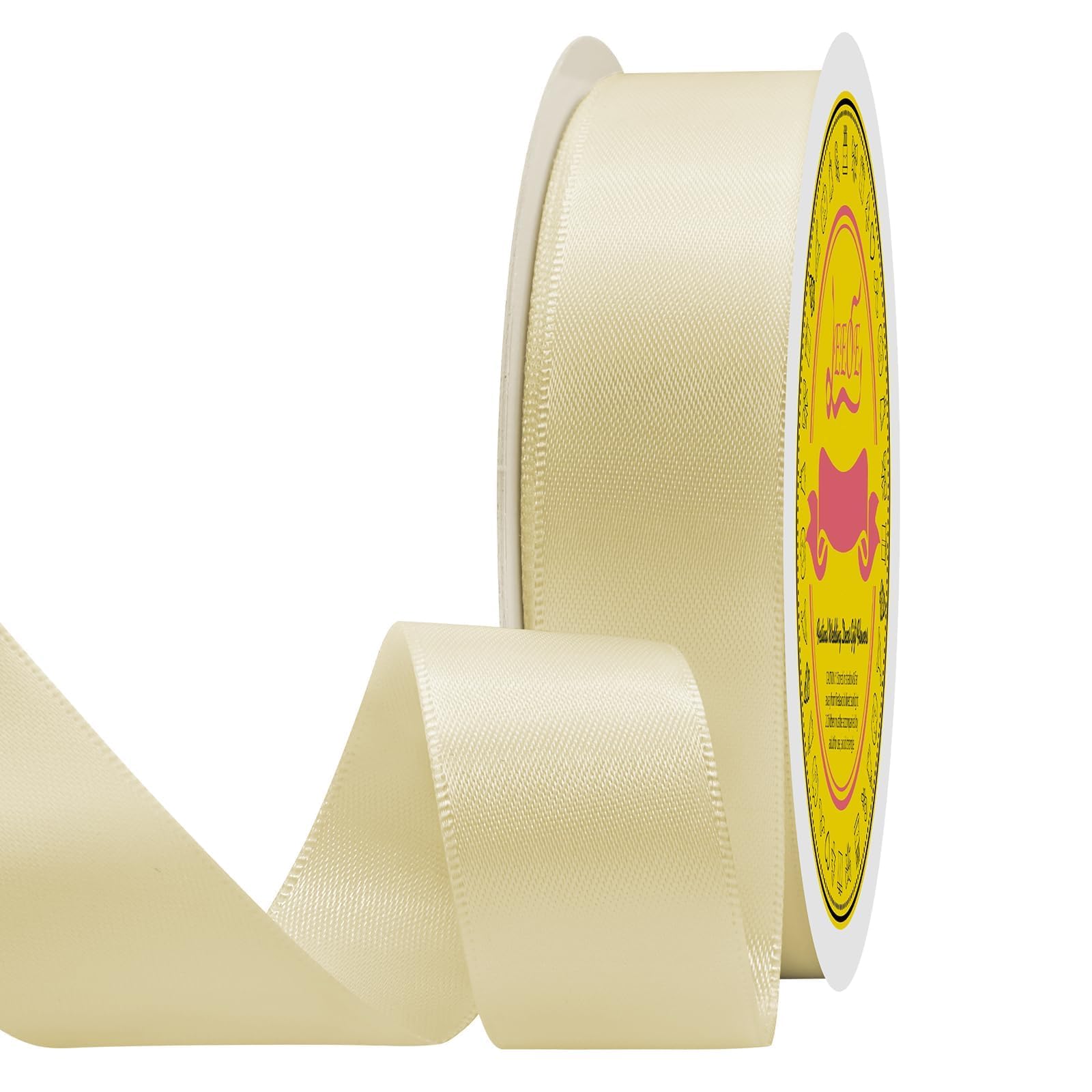 Double Face Cream Satin Ribbon 7/8 inch X 25 Yards Polyester Cream Ribbon for Gift Wrapping Very Suitable for Weddings Party Hair Bow Invitation Decorations and More