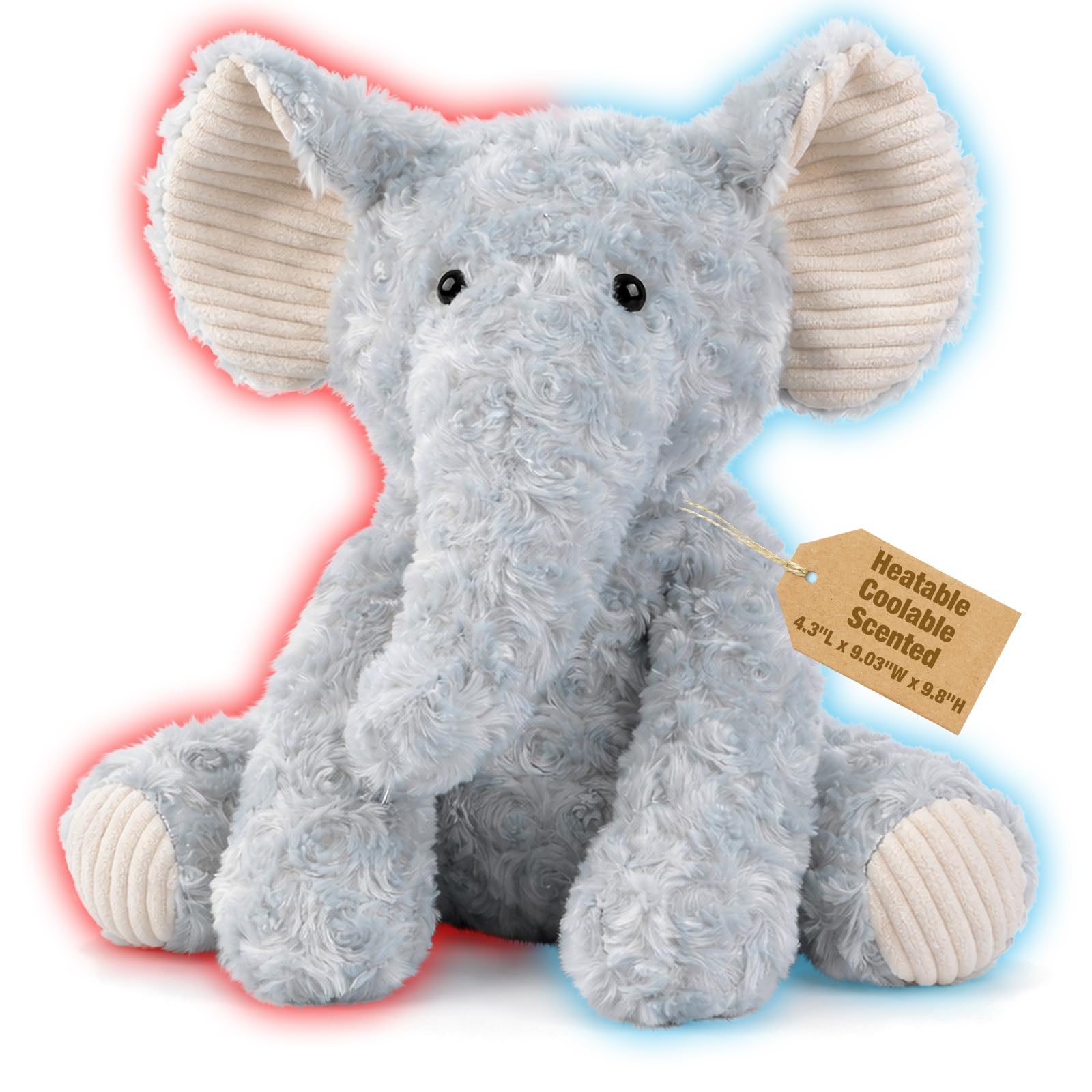 Coolable & Microwavable Elephant Stuffed Animal, Weighted Stuffed Animals Plush for Kids, Women, Girls, Lavender Scent Elephant Gifts, Get Well Soon Gift, Heated Plush for Period Cramp