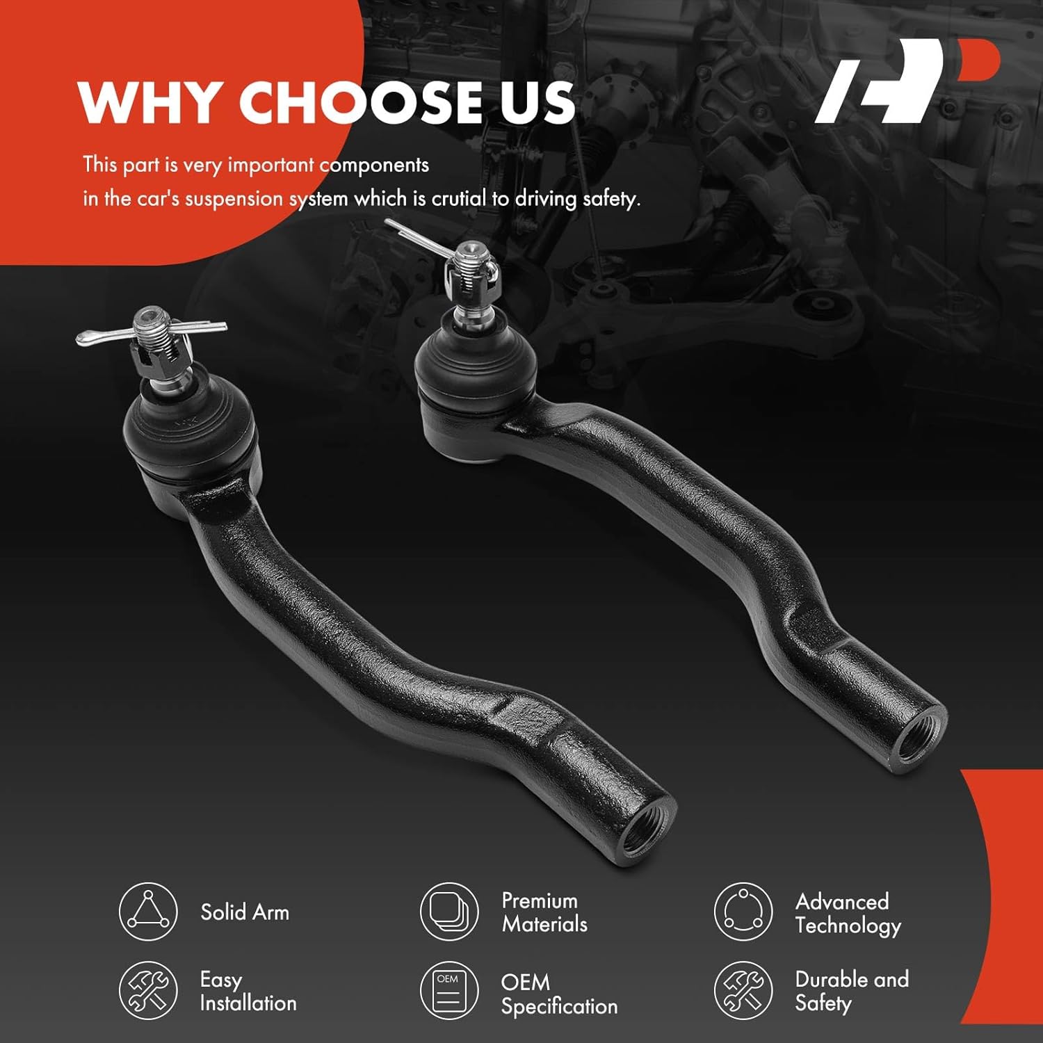 A-Premium 2 x Front Outer Tie Rod Ends, Compatible with Toyota Camry 2018-2024, Avalon 2019-2022 & Lexus ES250 2021-2024, ES300h 2019-2024, ES350 2019-2024