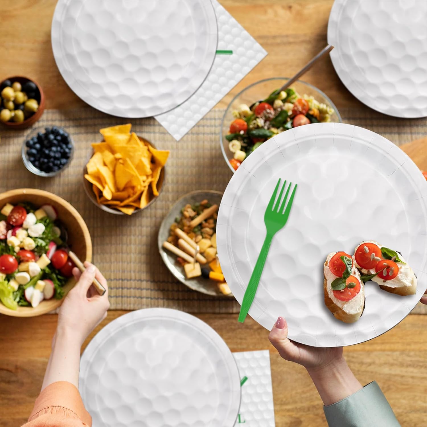 96pcs Golf Party Decorations Include Paper Plates Napkins Golf Birthday Party Supplies Forks Disposable Tableware Set for Kids Serve 24 Guests - Image 5