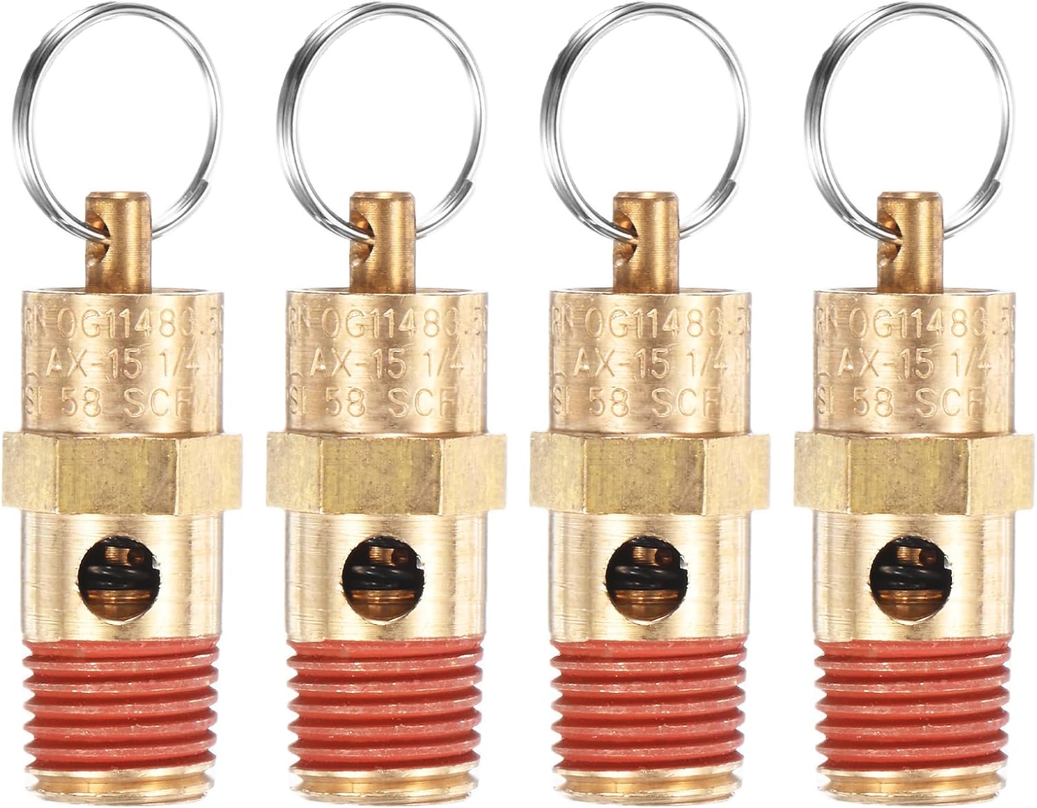 M METERXITY 4-Pack Air Compressor Pressure Release Safety Valve, 1/4" NPT Male 125 PSI Brass Threaded Automatic Air Vent Safety Control Valve