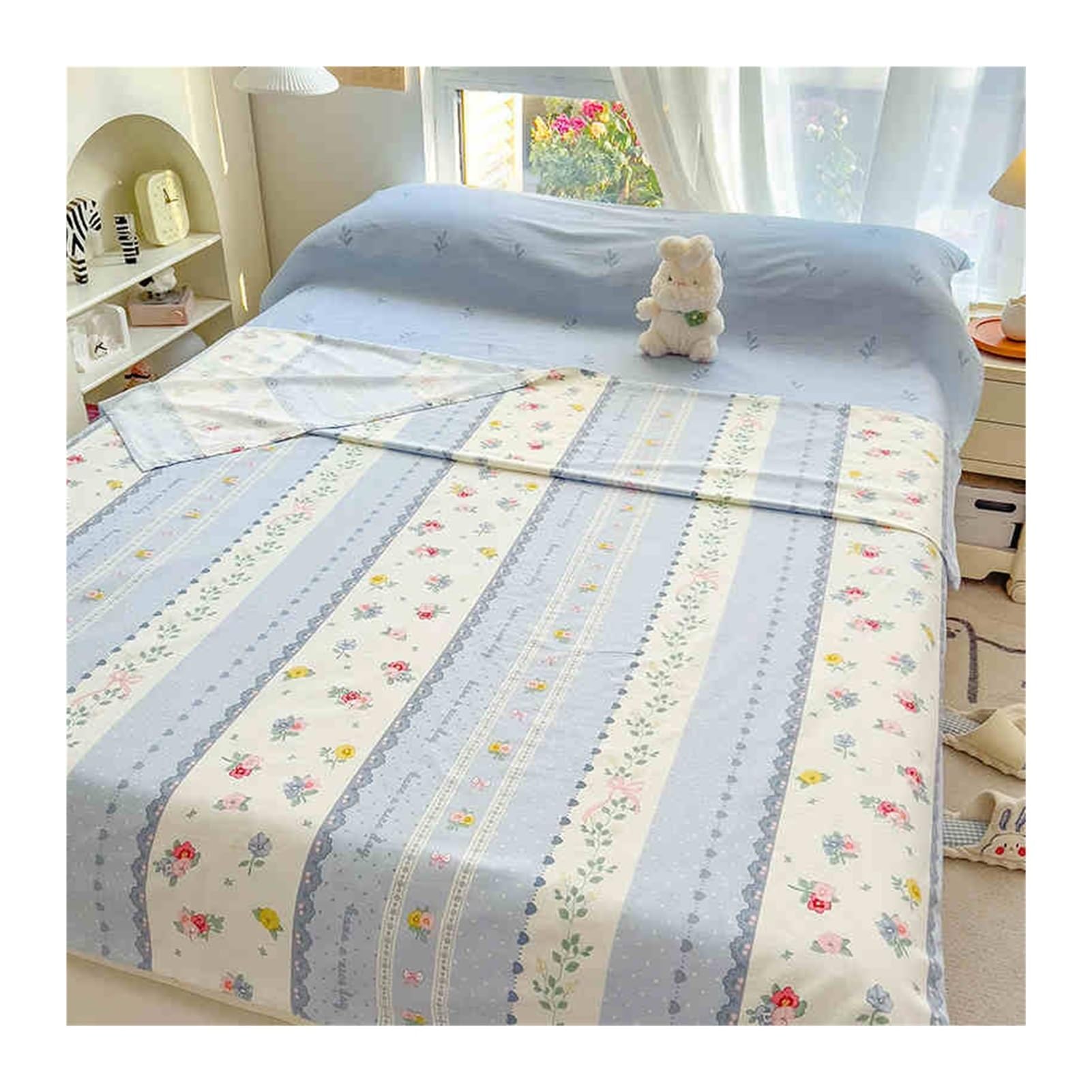 YUTZRIQP Flower Sleeping Bag Liner Cotton Camping Inner Single Double Ultralight Adult Sleep Sack Travel Sheets for Hotel Sleeping Bags(Blue,80x220cm-31x86)