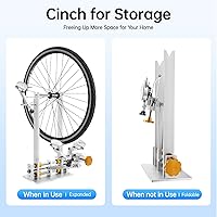 Vista 6 de Soporte de rueda de bicicleta, soporte profesional de reparación de ruedas de bicicleta plegable para ruedas de 10 a 29 pulgadas, ancho de llanta