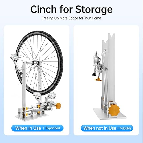 Miniatura 6 de Soporte de rueda de bicicleta, soporte profesional de reparación de ruedas de bicicleta plegable para ruedas de 10 a 29 pulgadas, ancho de llanta