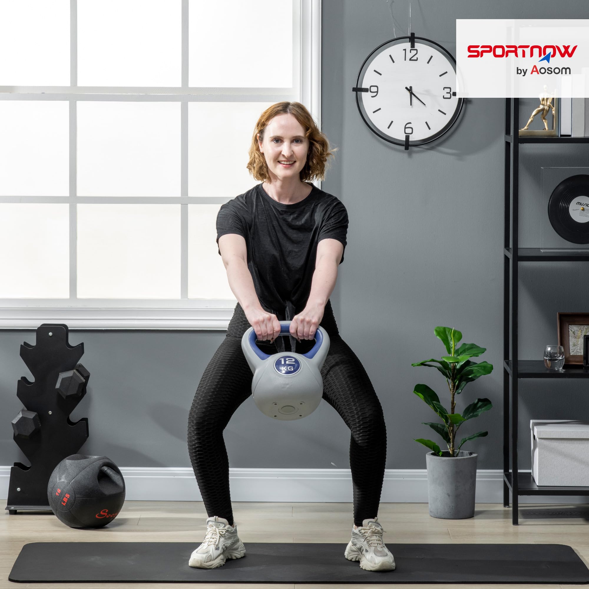 SPORTNOW Kettlebell 8/10/12/14/16 kg, Haltère avec Poignée Ergonomique, Haltère à Boule, Musculation, Entraînement, pour Fitness, Gym