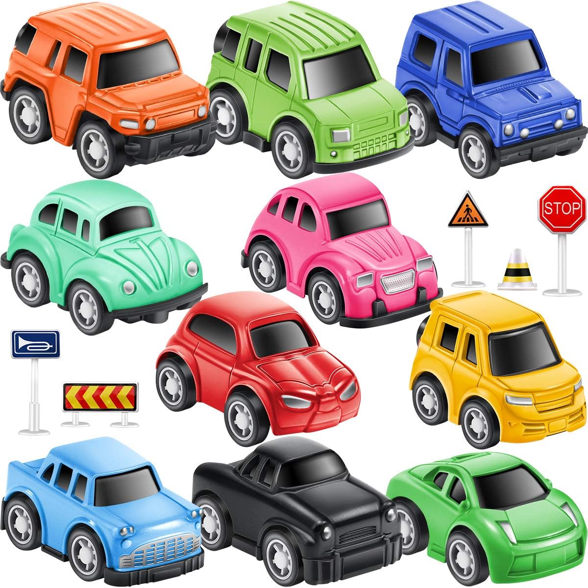 Geyiie Kids Toys Cars, Die Cast Cars Sets for Boys, Toy Boys car Vehicles playset for Kids, 10 Pack