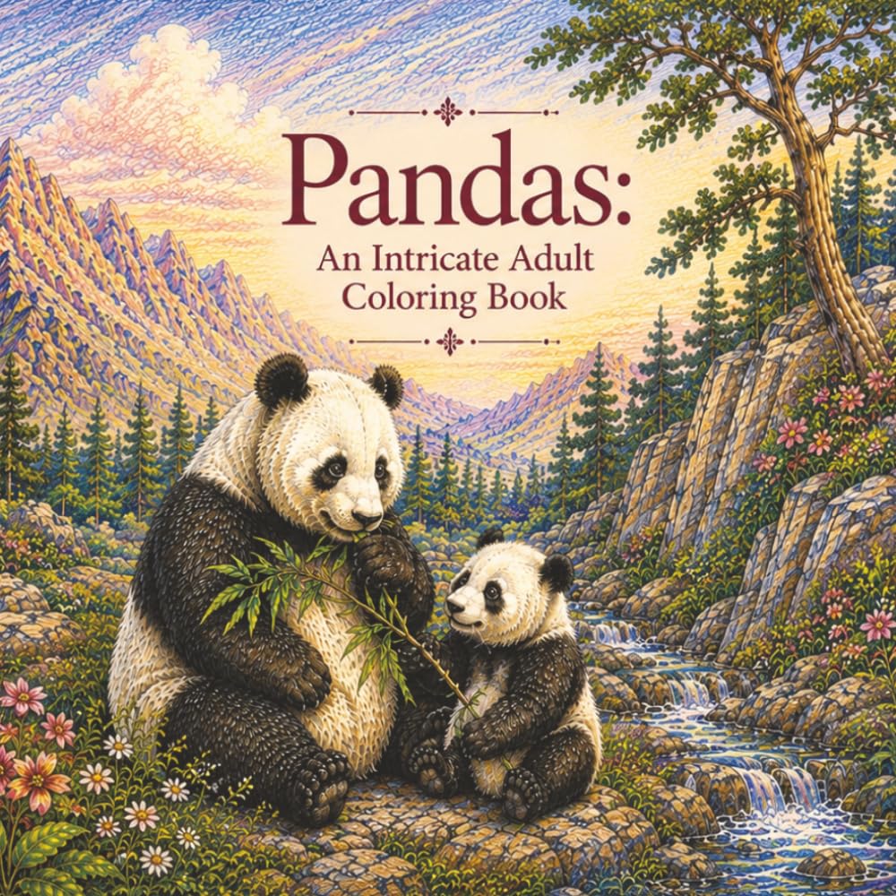 Pandas:: A Detailed Adult Coloring Book of Peaceful Nature Scenes | 102 pages | 8.5x8.5