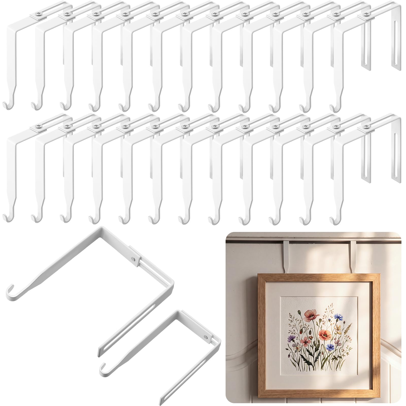 Amylove 24 Pcs Adjustable Cubicle Hooks Metal Hangers, White, Classic
