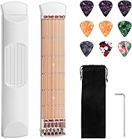 Vista 1 de Cuello de práctica de guitarra de bolsillo, entrenador de guitarra, 6 trastes, herramienta de práctica de acordes de guitarra portátil