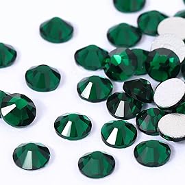 Emerald Rhinestones Flatback Rhinestone for Crafts Glass Nail Rhinestones Nail Gems Crystals for Makeup Bags Shoes Decoration DIY(SS30,288pcs,Emerald)
