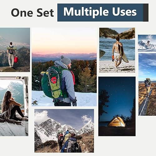 Miniatura 6 de Frelaxy Bolsa seca impermeable, paquete de 23, bolsas secas portátiles ligeras, 5L, 15L y 25L, juego de sacos secos duraderos que mantienen el