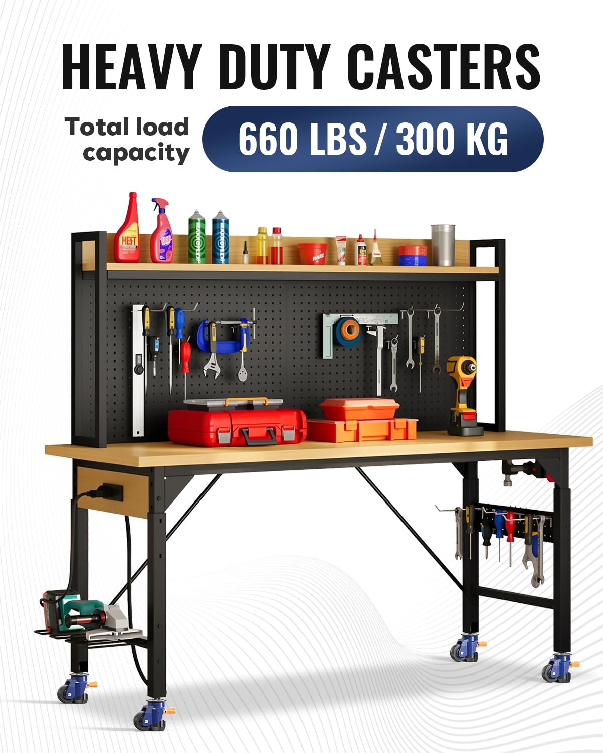 Leveling Stem Casters Set of 4 Heavy Duty Retractable Caster Wheels, 1/2" and M12 Stem Size, Total Capacity 660 Lbs, Adjustable Wheel with Ratchet Handle for Workbench, Cabine, Machine, etc
