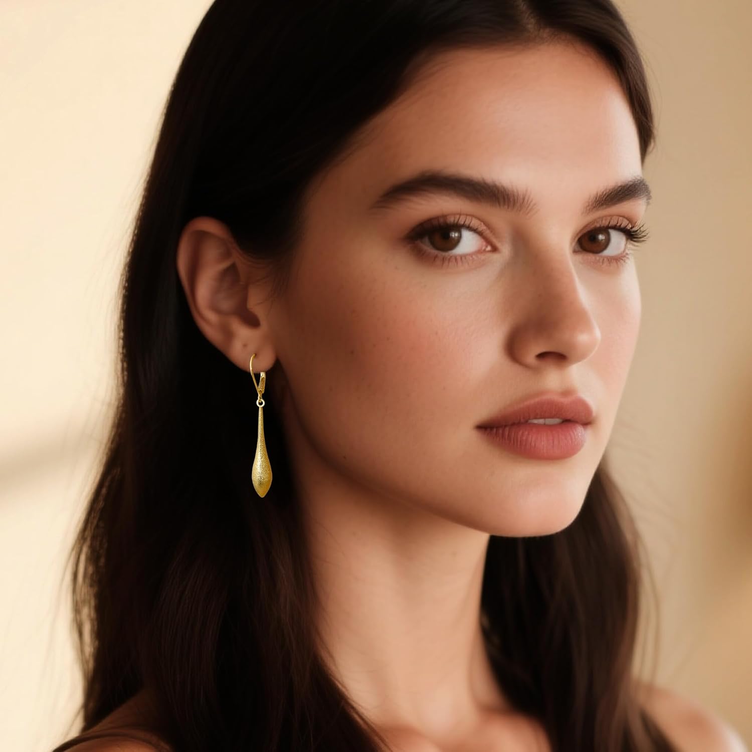 925 Sterling Silver Earrings Hypoallergenic Leverback 14K Gold Plated Dangle Teardrop Earrings for Women, ALEXCRAFT Brushed Matte Silver Teardrop Earring Long Drop Dangling Dangly Earings - Image 6