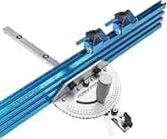 POWERTEC Table Saw Miter Gauge System 27 Angle Stops, 3/4”x
