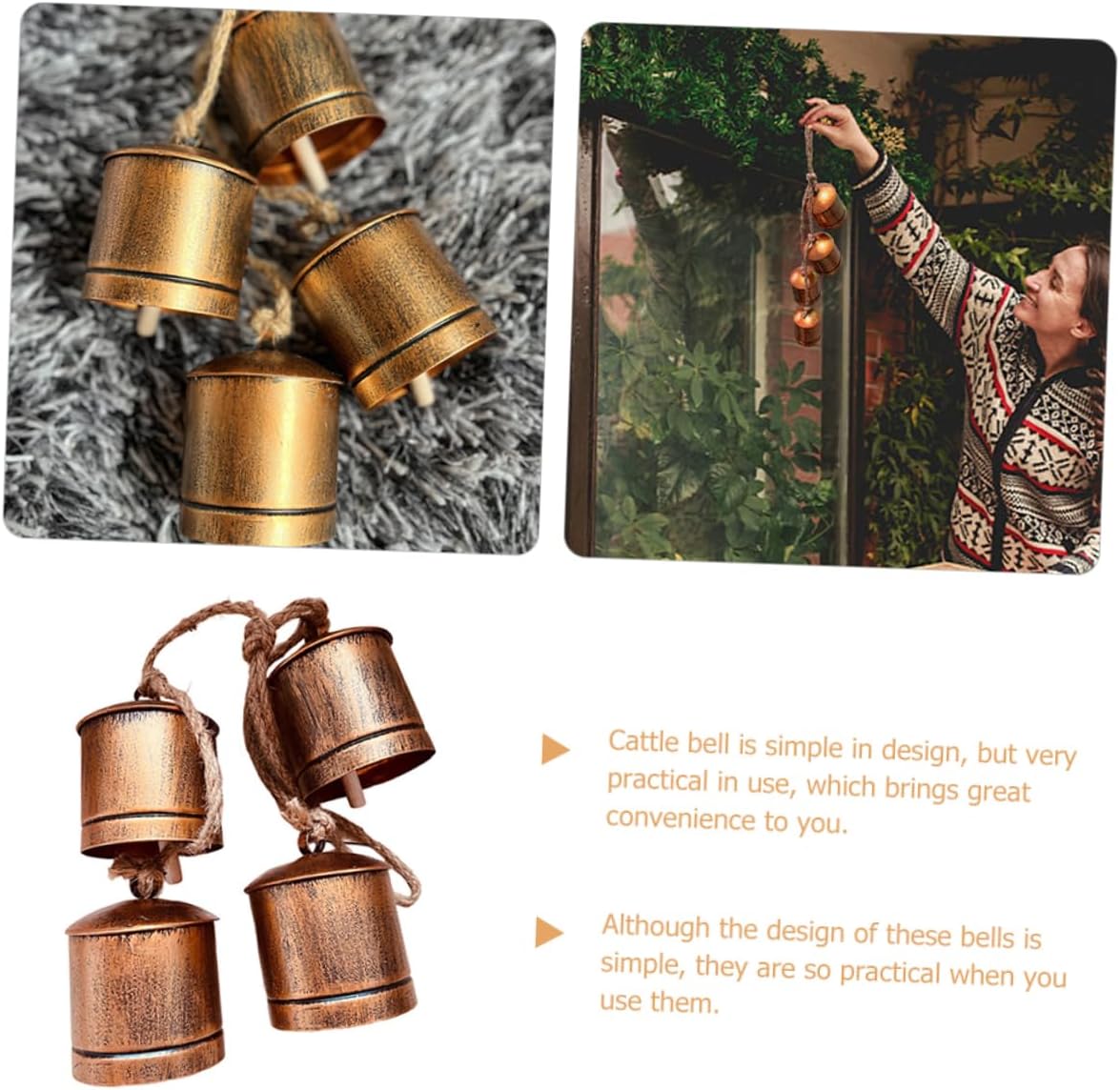 GLEAVI Vintage Metal Cow Bells for Cattle and Pets Loud Sound for DIY Crafts Compact and Lightweight Design for Farm and Garden Decor