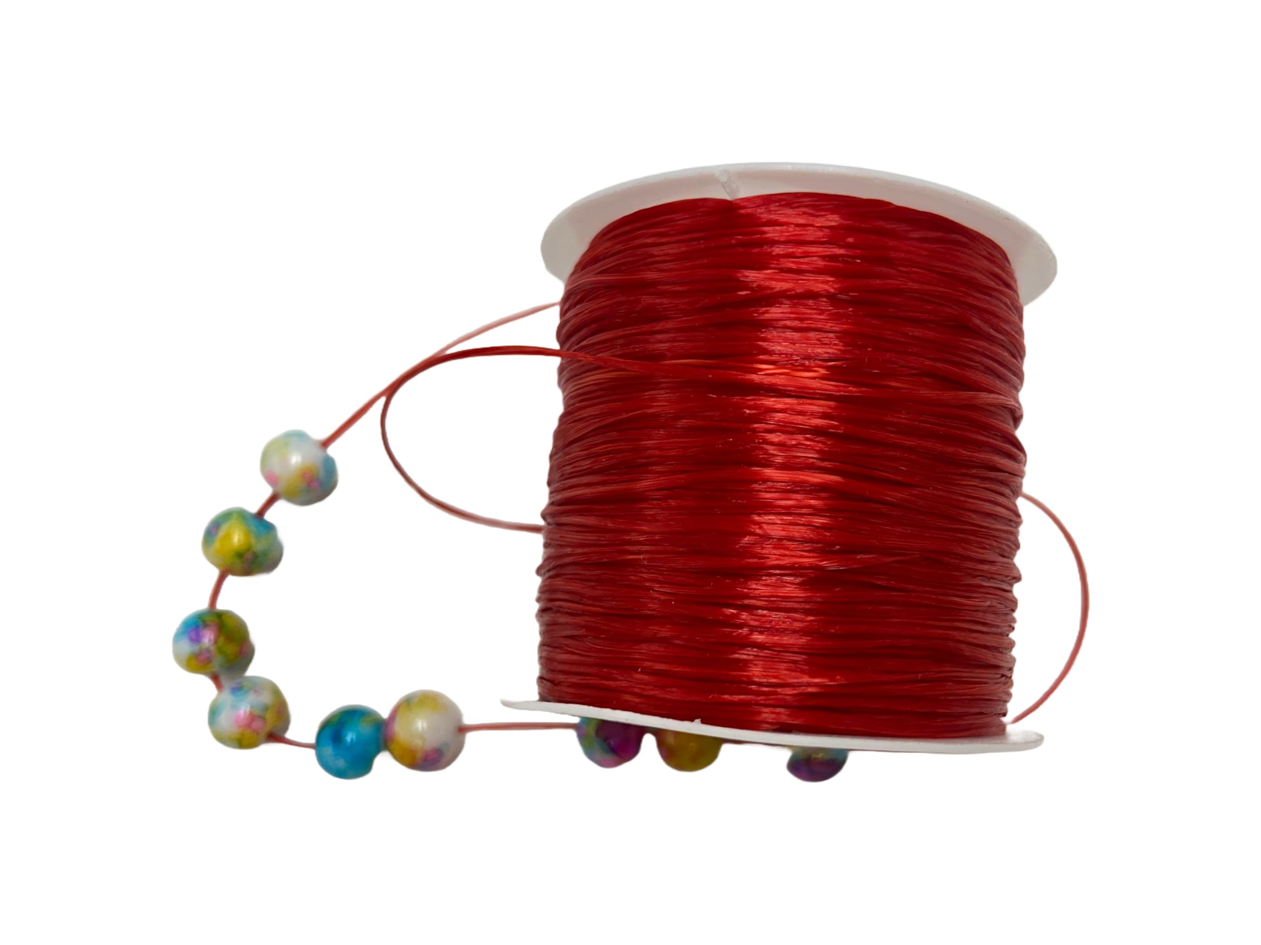 Self Lub Elastic Crystal Stretch Cord for Jewelry Making – Flat Beading Thread for Bracelets, Anklets, DIY Crafts – Durable, Clear Elastic String for Beads & Charms (Red, 50 Meter, 0.5 mm)-image-48