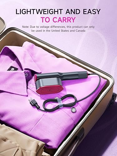 Miniatura 7 de DRFLASH Plancha y vaporizador 2 en 1 para ropa, calentamiento rápido en 15s, vaporizador portátil de 1200W, tamaño para viajes con gran panel de