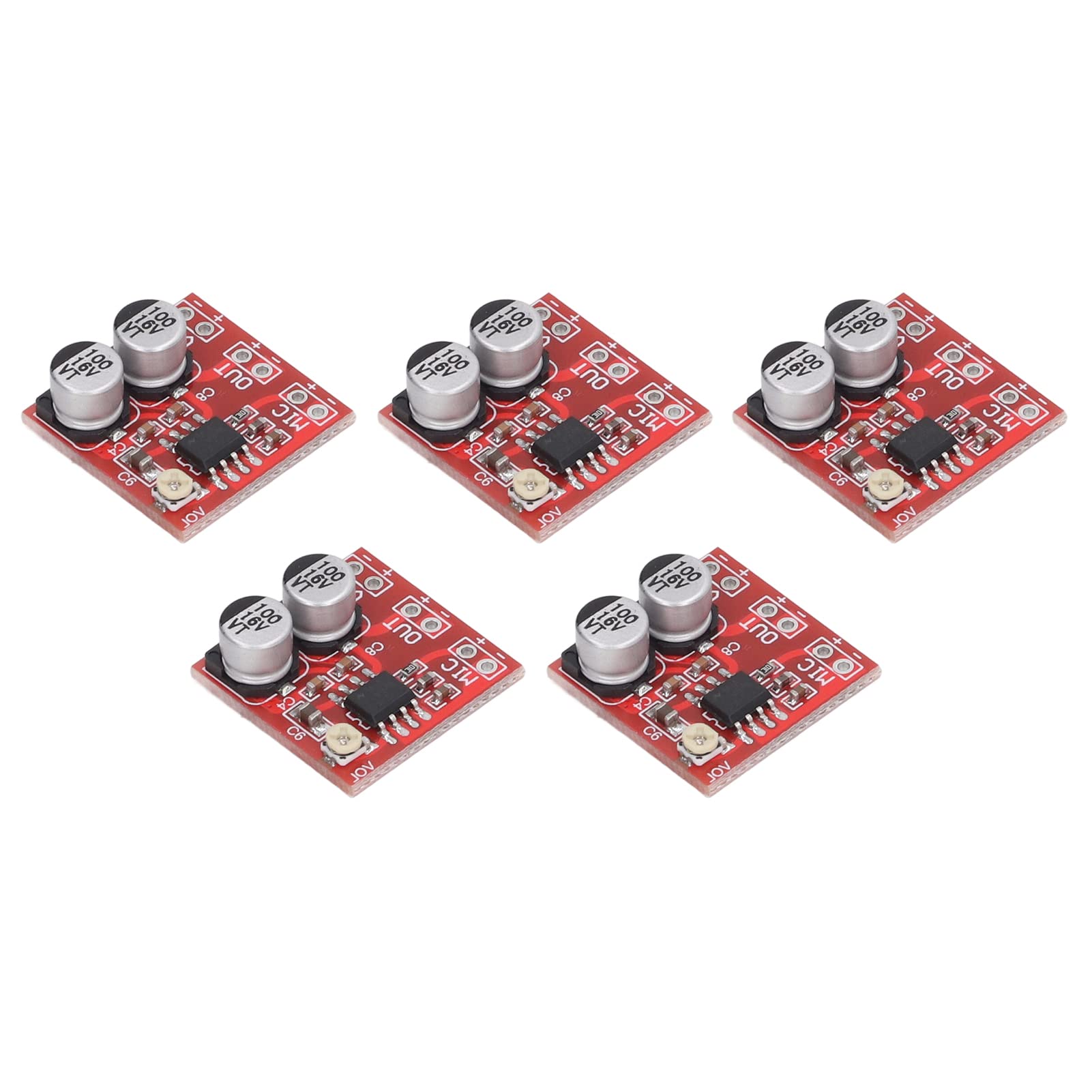 Eujgoov 5Pcs DC 4V-12V Module Amplificateur de Microphone LM386 Carte Amplificateur à Gain Réglable pour Microphone Electret