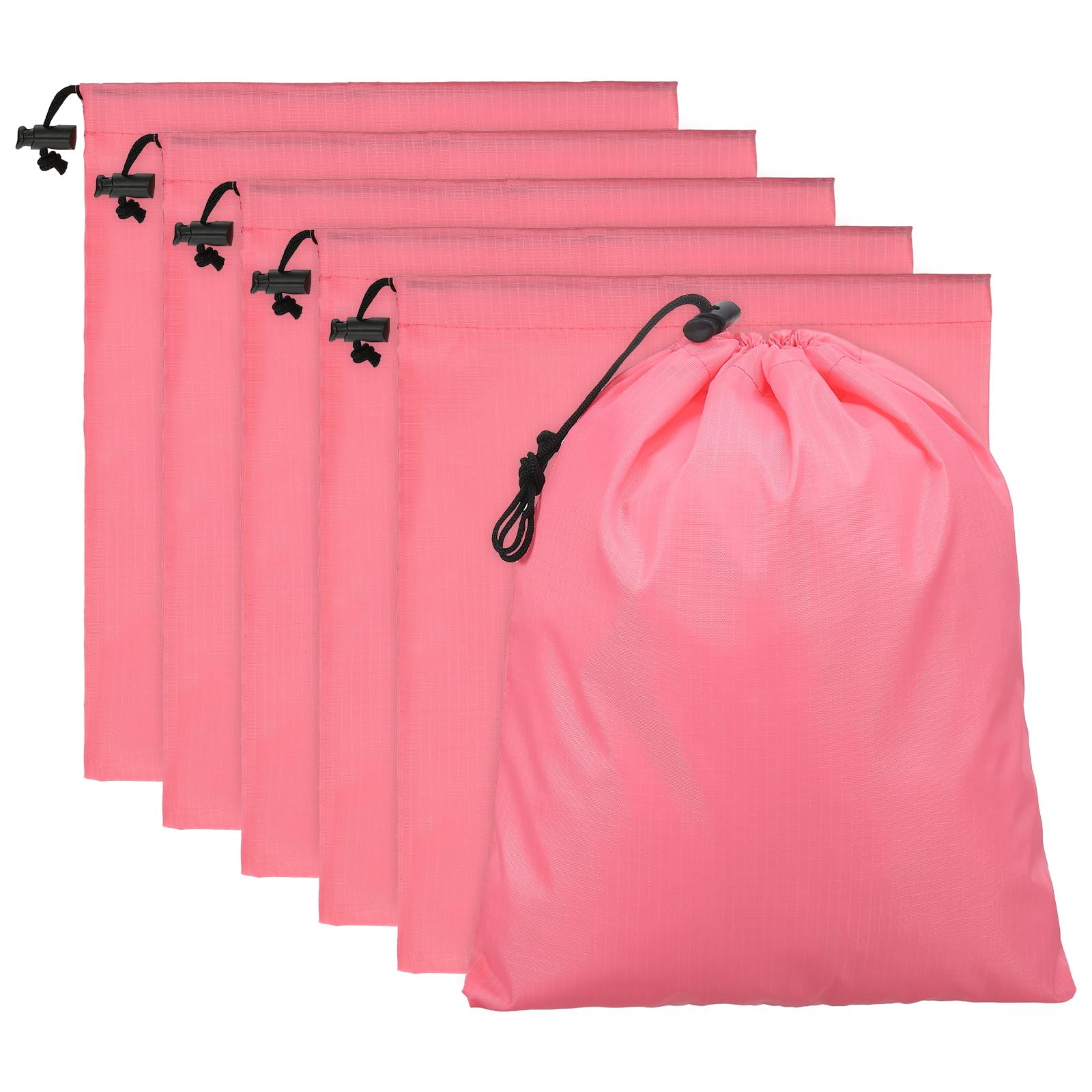 PATIKIL Travel Storage Bags with Toggle 10 x 12 Inch, 6 Pack Waterproof 210D Polyester Drawstring Bag Stuff Sack Cinch Bag for Gym Traveling Hiking Yoga Shoes Organizer, Pink