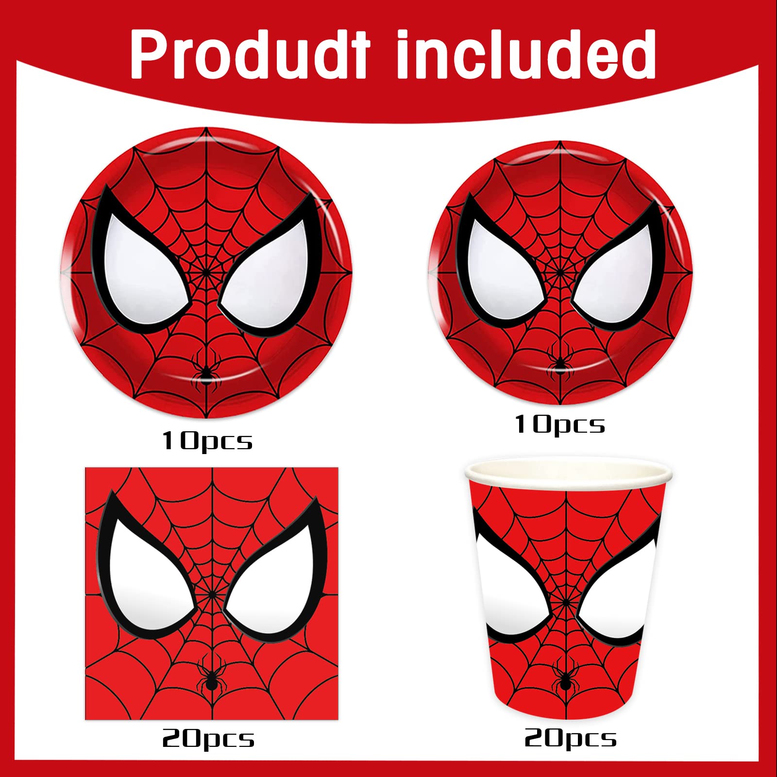 Amazon.com: 60PCS Spider Party Supplies Spidey Birthday Party Favors  Includes Cups Plates Napkins for Spider Birthday Baby Shower Decor : Toys &  Games