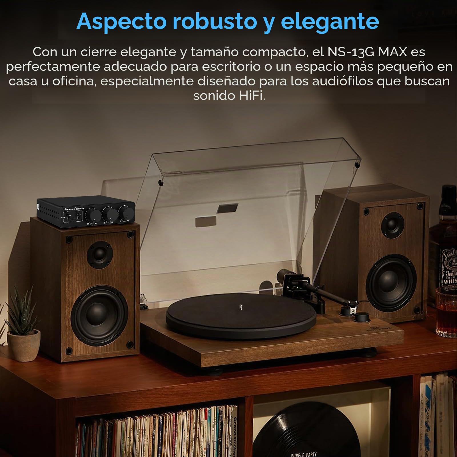 Nobsound HiFi Mini 2 canales estéreo Amplificador Clase D con Phono 600W (NS-13G Max)