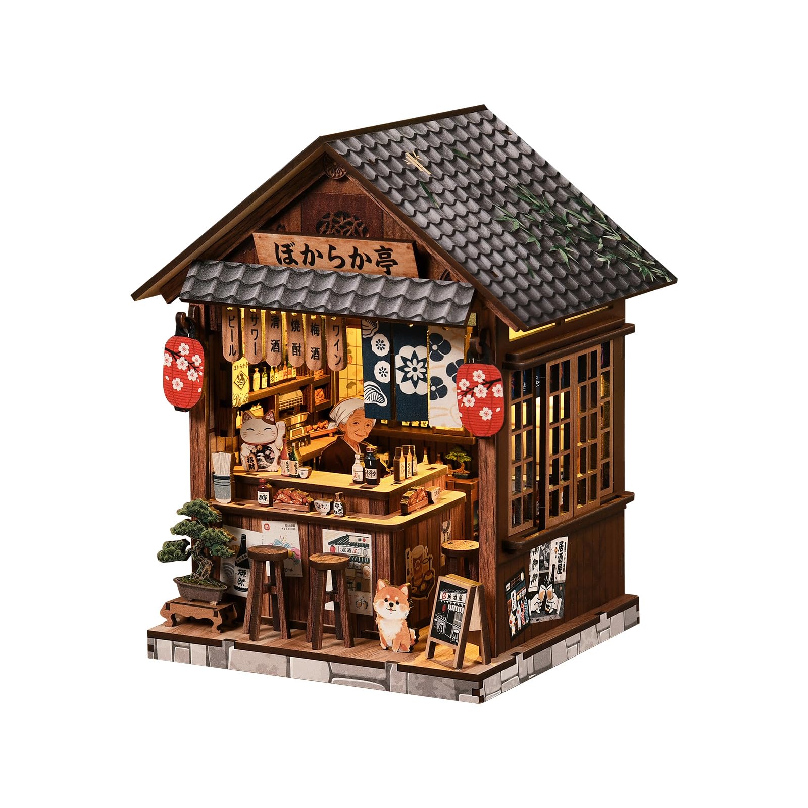Book Nook Japan-Yiran Izakaya- Booknook Dollhouse Model, Decorative Bookshelf Display & Home Decor, 3D Wooden Puzzle Book Corner, DIY Miniature House Set