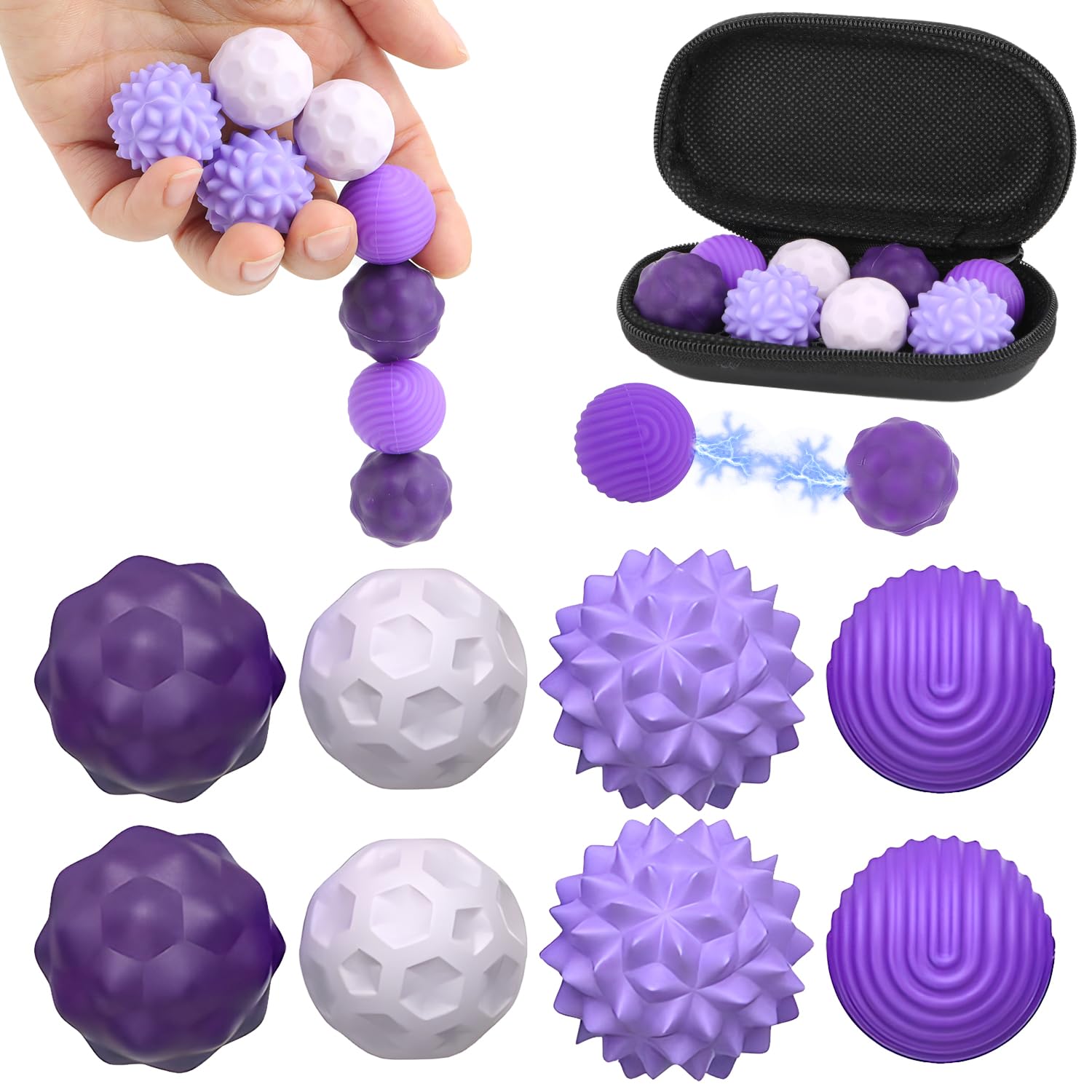 Quiet Magnetic Balls Sensory Fidget Toys 8 pcs Silicone Coating Magnets Stress Ball for ADHD Autism Adults Teens Office Fidgets Women Men Girls Boys Focus Gadgets 4 Different Satisfying Textures