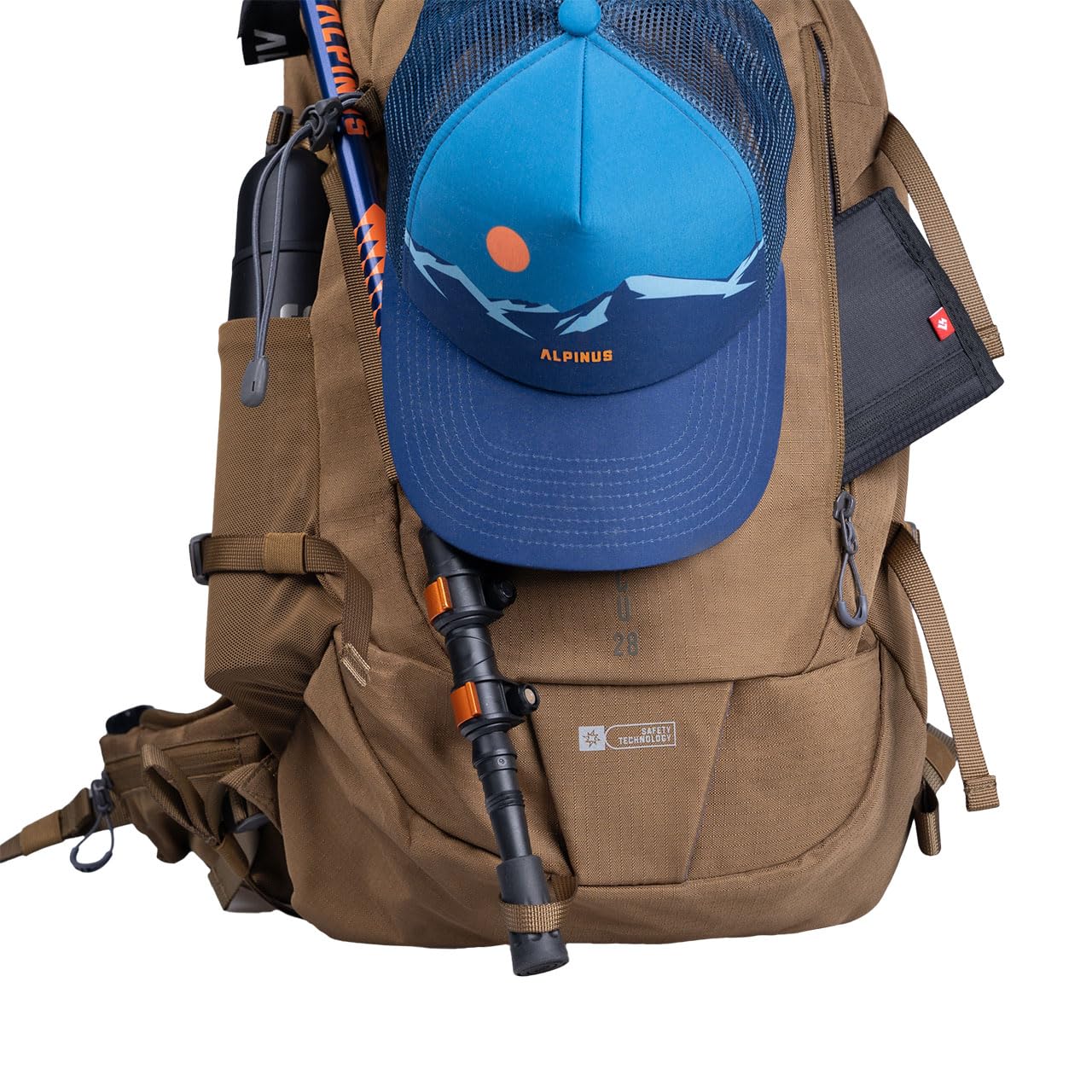 Alpinus Mallcu Wanderrucksack 28L Olivgrün - Ultraleichter Outdoor Trekkingrucksack mit Belüftungssystem ACS, Ripstop Material, Idealer Begleiter für Wandern, Rucksack für Trekking