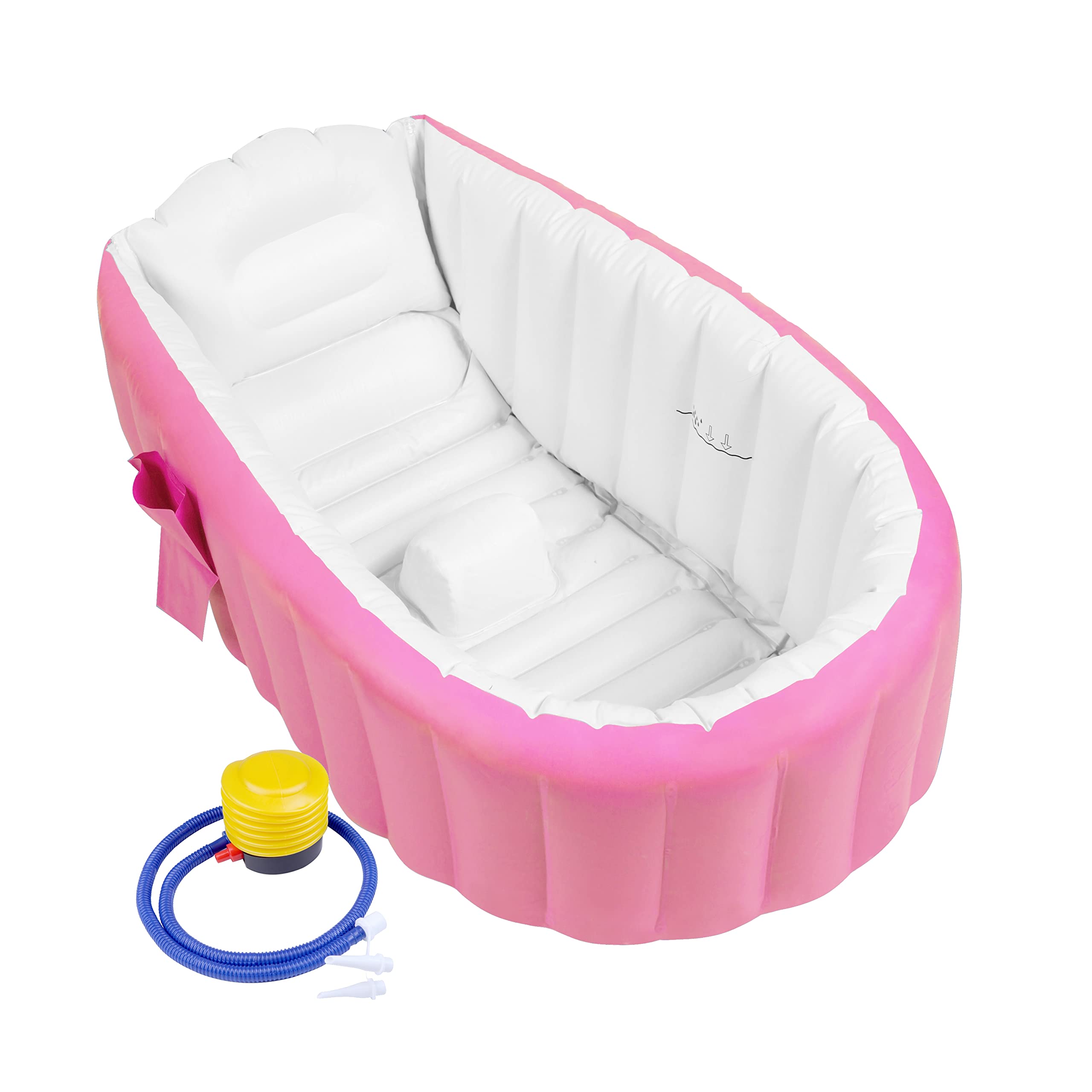 Aufblasbare Badewanne Baby Babybadewanne Babywanne Aufblasbar mit Luftpumpe und Duschhaube für Baby, Neugeborene, Kinder, Jungen und Mädchen