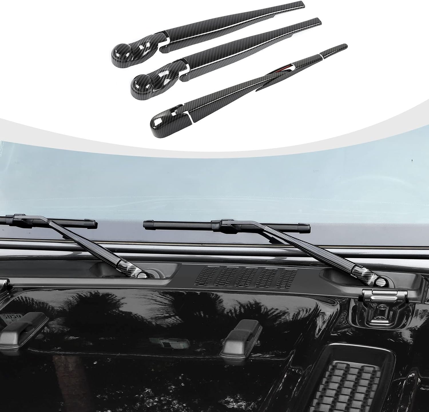 RAZPOY for JL Front & Rear Window Wiper Blades Trim, Windshield Wiper