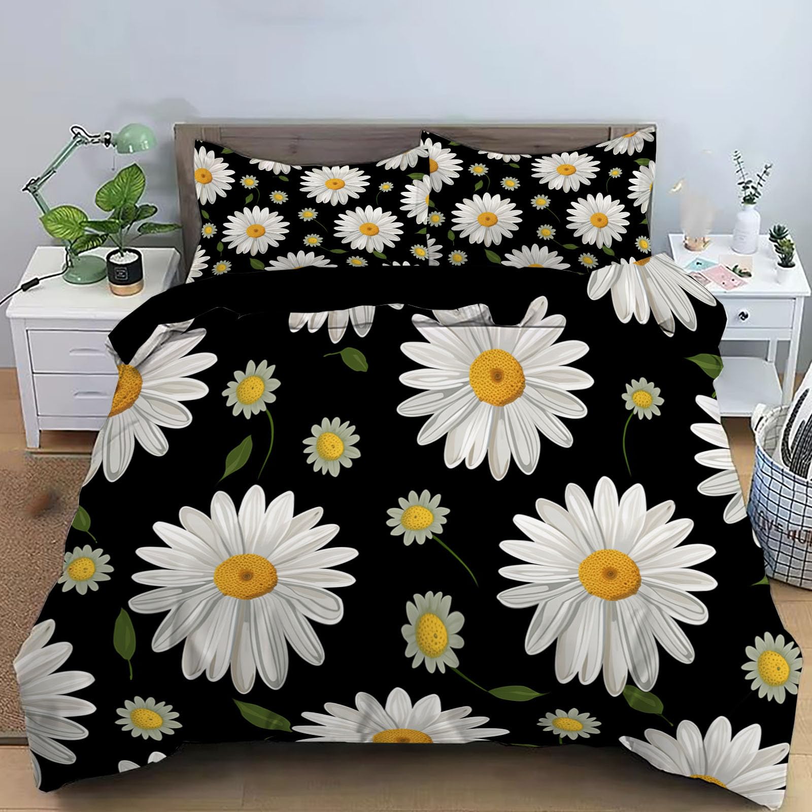 Parure de lit avec fermeture éclair housse de couette 260x240cm noir et blanc réversible
