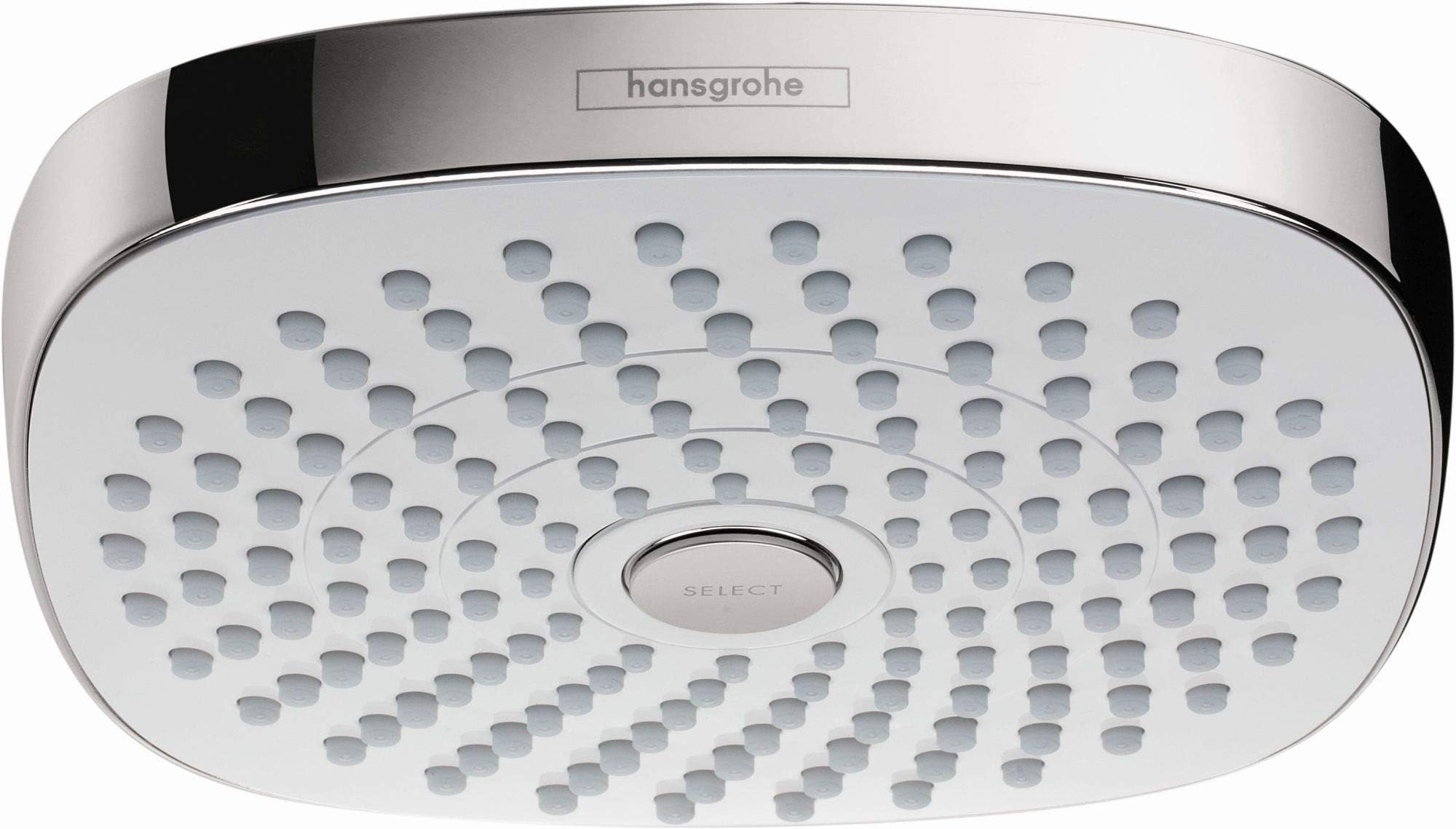 hansgrohe Croma Select E 7-inch Showerhead Premium Modern 2-Spray Rain, IntenseRain Easy Clean with QuickClean in White/Chrome, 26528401