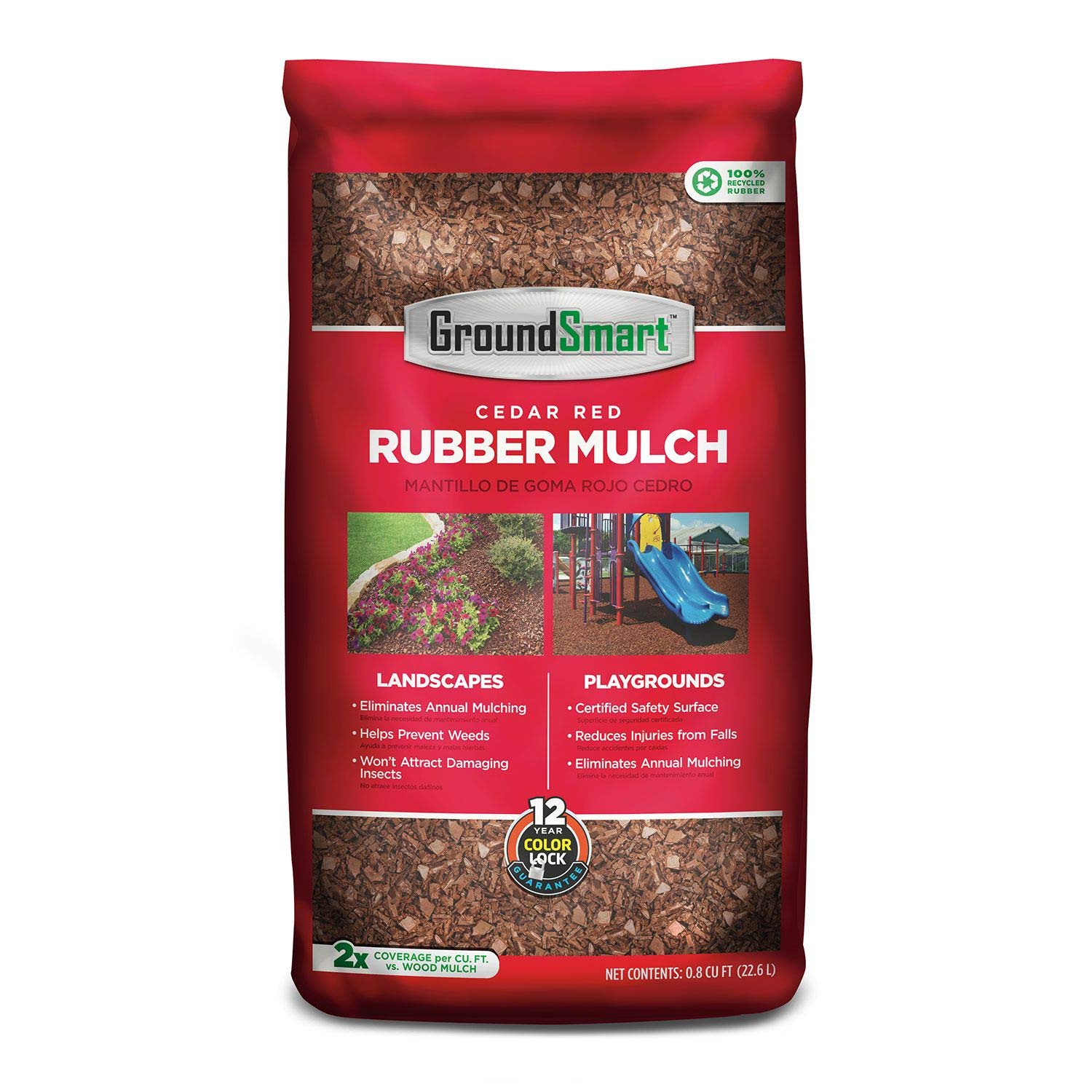 GroundSmart Rubber Mulch - Cedar Red 1.25 cu ft. 12 Year Color Lock