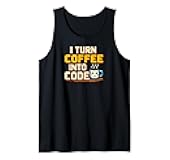 I Turn Coffee Into Code Funny Retro Pixel Style Coder Coding Tank Top
