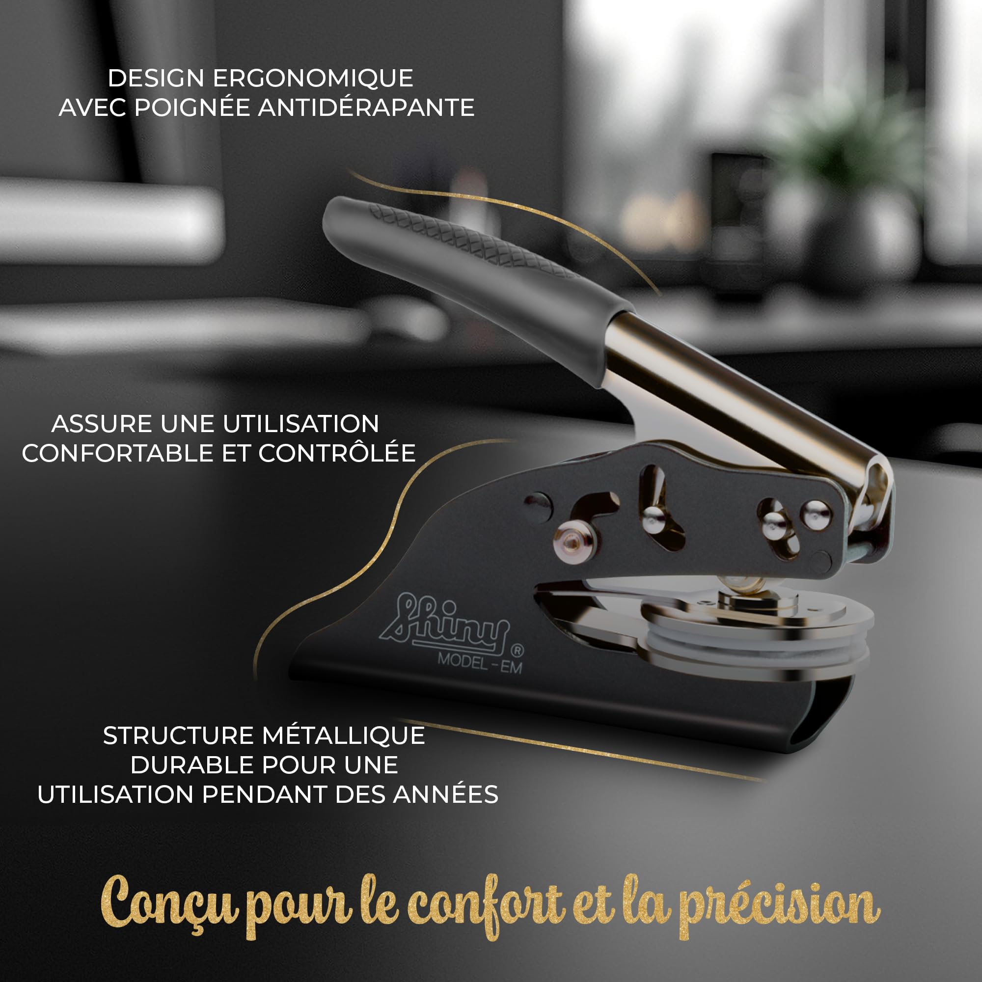 Embosseur Ex Libris personnalisé pour livres – Tampon à sec avec nom gravé, 41 mm – Pince à gaufrage de bibliothèque – JUST REFINE (Insignia Eternitas)