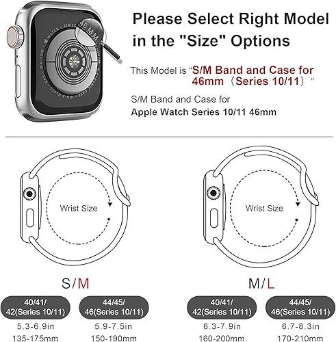 Vista 41 de Correa Deportiva de Silicona y Estuche con Protector de Pantalla para Apple Watch Series 11, Series 10, Series 9, Series 8, Series 7, Series 6 SE