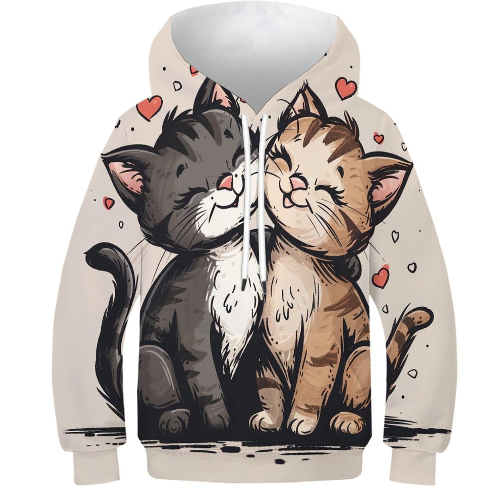 Pull imprimé 3D chat garçon manteau capuche enfant 9-11 ans poche - 8