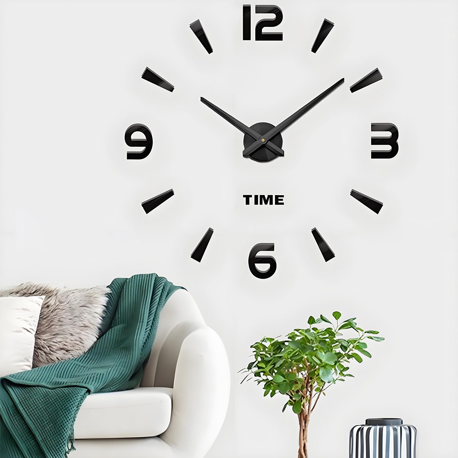 Coraltree Orologio da parete moderno,orologio da parete 3D DIY silenzioso per decorazioni parete, regalo per casa, ristorante, ufficio e hote (nero)