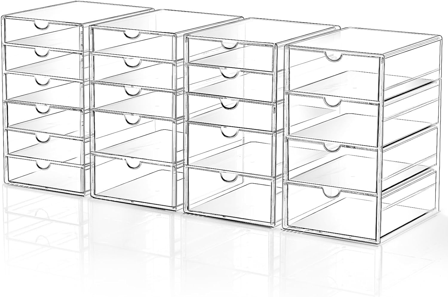 Daletu 4 Juegos de 20 Cajones Organizadores de Cajones de Acrílico Plástico Transparente, Bandejas de Almacenaje para Maquillaje, Baño, Oficina, Cocina