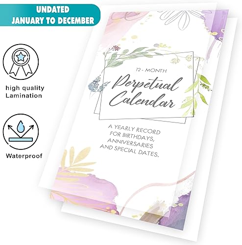 Miniatura 2 de Collections Calendario perpetuo de 5 x 10 pulgadas, para cumpleaños, celebra cada momento de 12 meses, aniversarios y fechas especiales, organizador